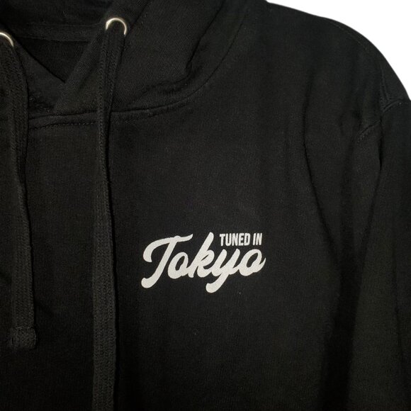 Tuned In Tokyo Graphic Hoodie Sweatshirt Women's M Black Samurai Panda Kabuto - Picture 4 of 5